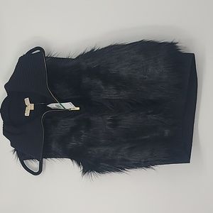 NWT MICHAEL Michael Kors black faux fur vest large